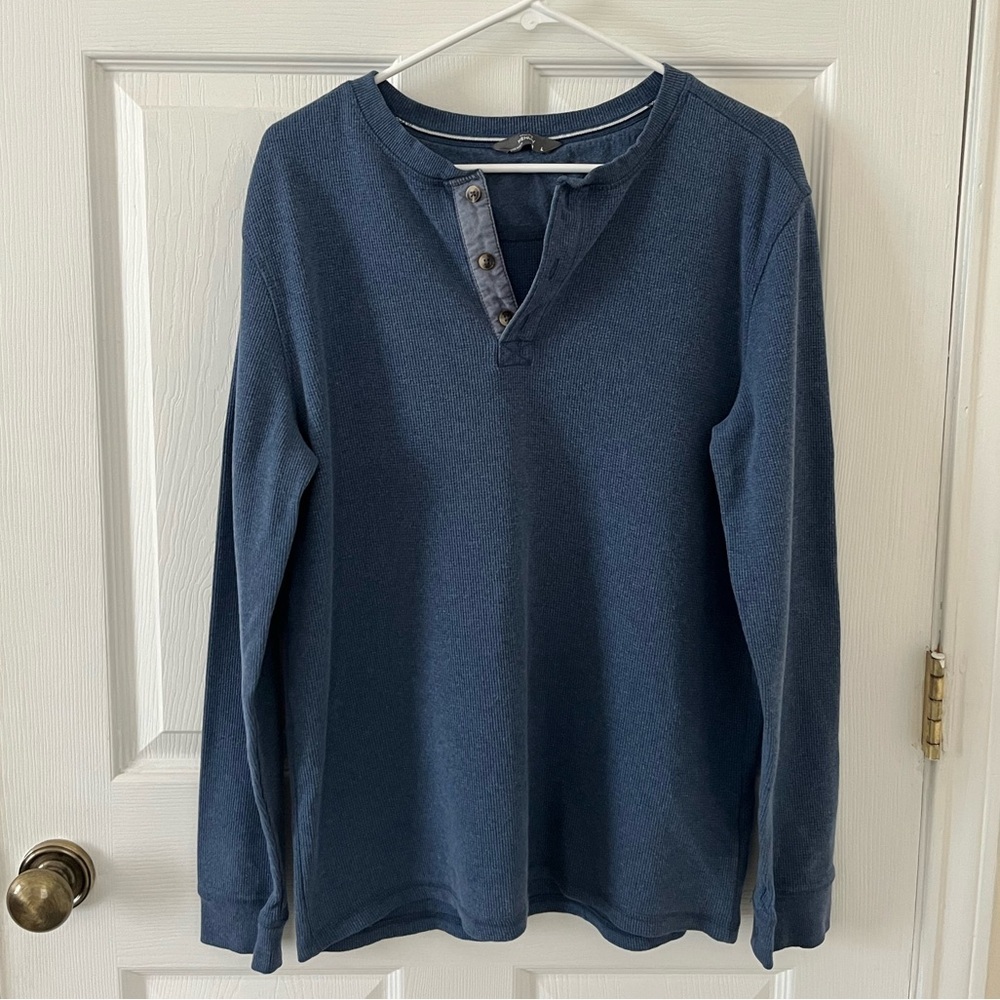 Thermal Henley Blue Sweater